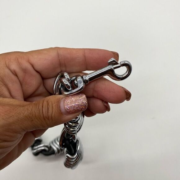 Unique Black Rubber & Silver 1” X 14” Choker Collar Snap Closure Clasp 7.9 oz - Picture 6 of 10